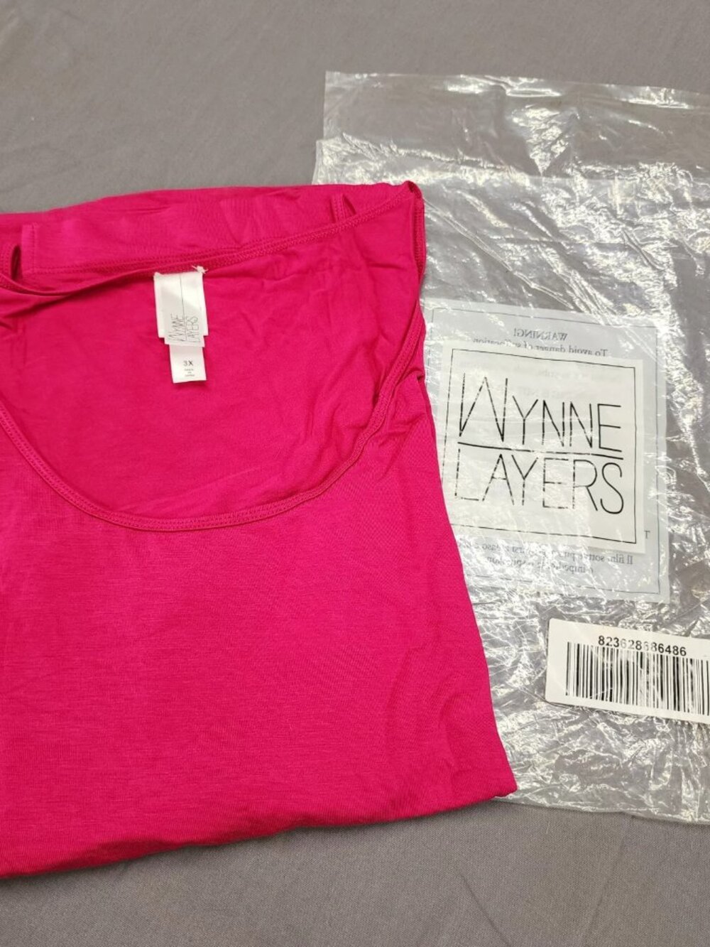 Wynne Layers Womens Plus 3X Fuchsia Pink Scoop Neck Tank Top Stretch Knit